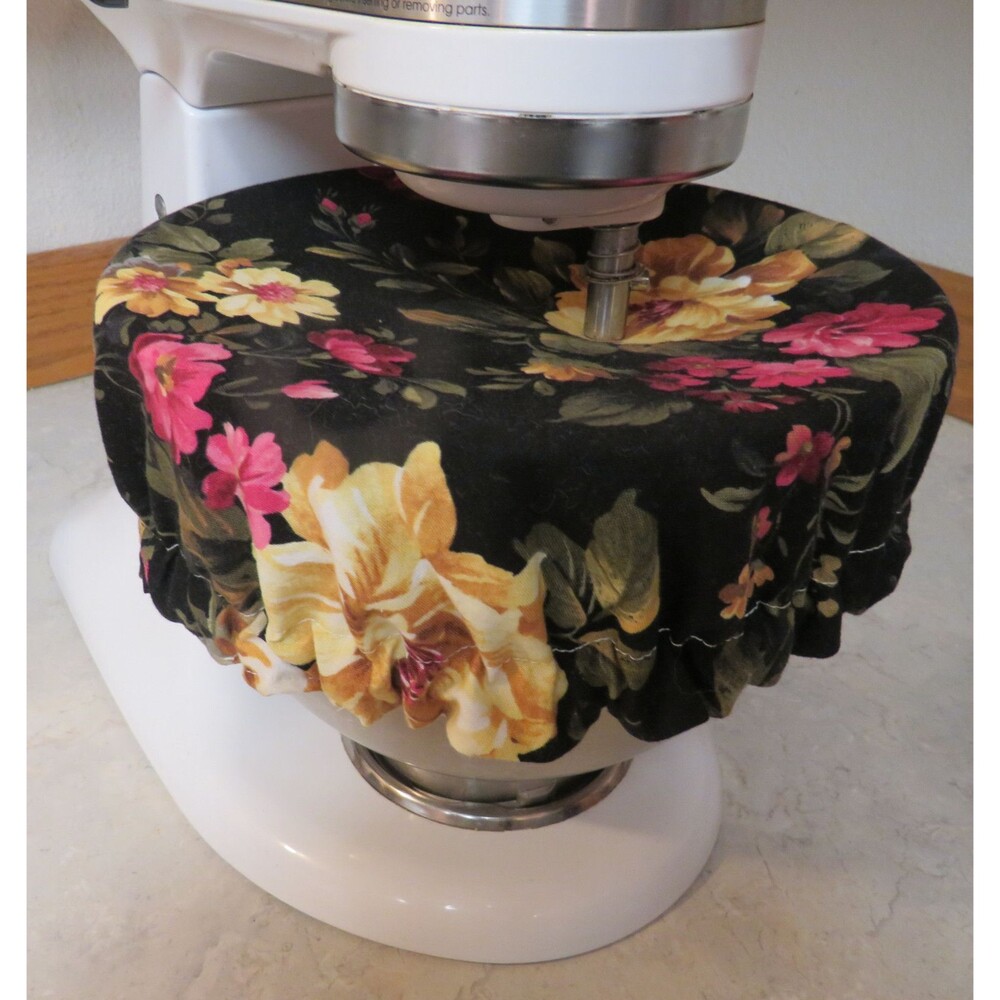 Cotton Bowl Cover Chickens and Cottage Rose Reversible Cotton Mixer Bowl Cover